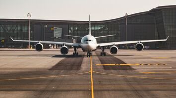 White airplane at the airport