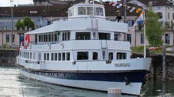 Restored steamship at the pier