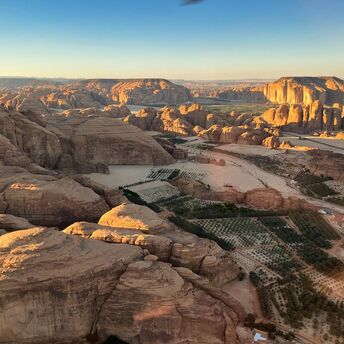 A birds eye view of a rocky landscape