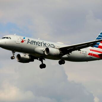 American Airlines plane flying in the sky