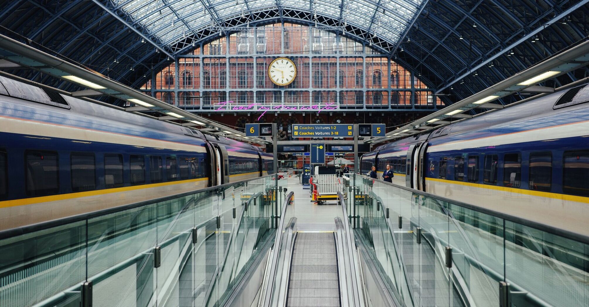 Trains at St Pancras International Station, London