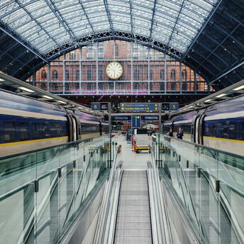 Trains at St Pancras International Station, London