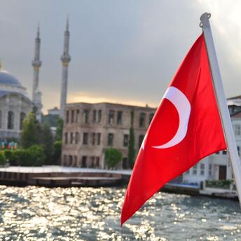 Turkish flag against the background of the sea