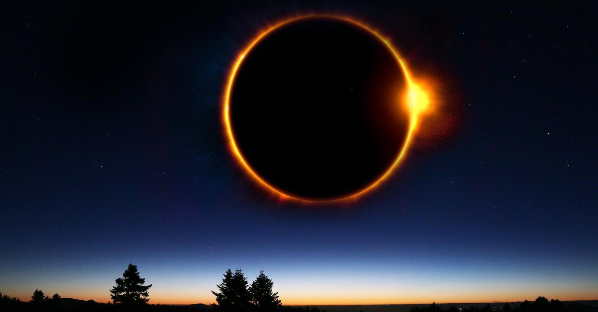 Nature with solar eclipse