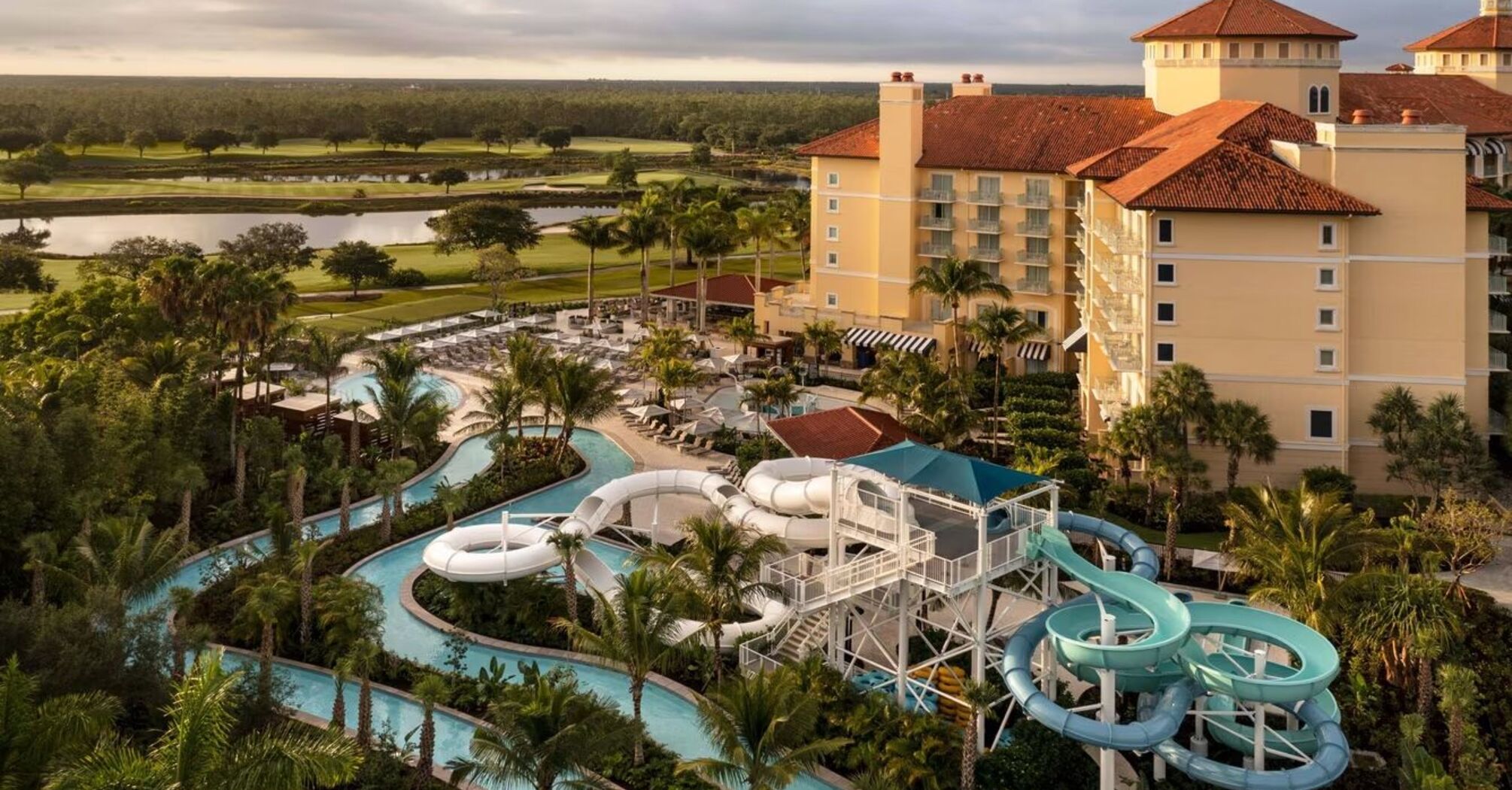 Top 13 hotels in the USA with amazing water parks, from steep water slides and underwater music pools to open-air whirlpools and lazy rivers with waterfalls.