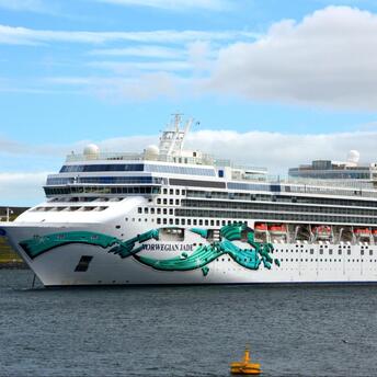 Large painted cruise ship