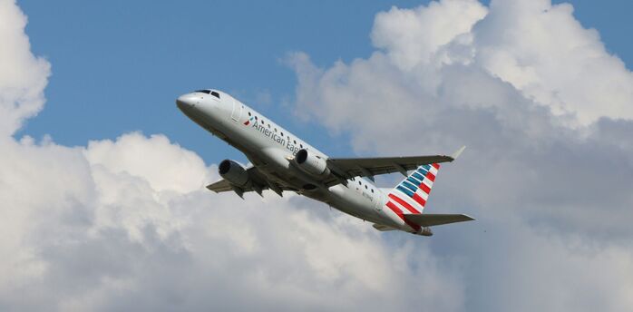 American Airlines plane flying in the sky