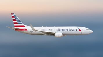 American Airlines plane flying in the sky