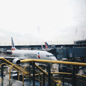 White American airlines plane