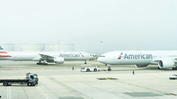 Two American airlines planes on airport