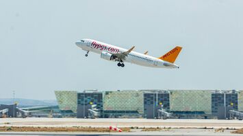 Pegasus Airlines aircraft taking off from airport