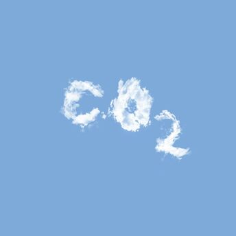 CO2 written in cloud letters against a blue sky