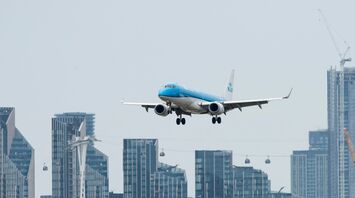 White and blue air liner