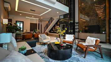 Luxurious living room in one of the hotel rooms