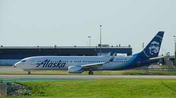 Alaska Airlines plane on the runway
