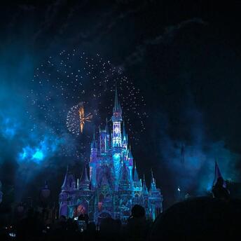 Disney castle in beautiful blue colors