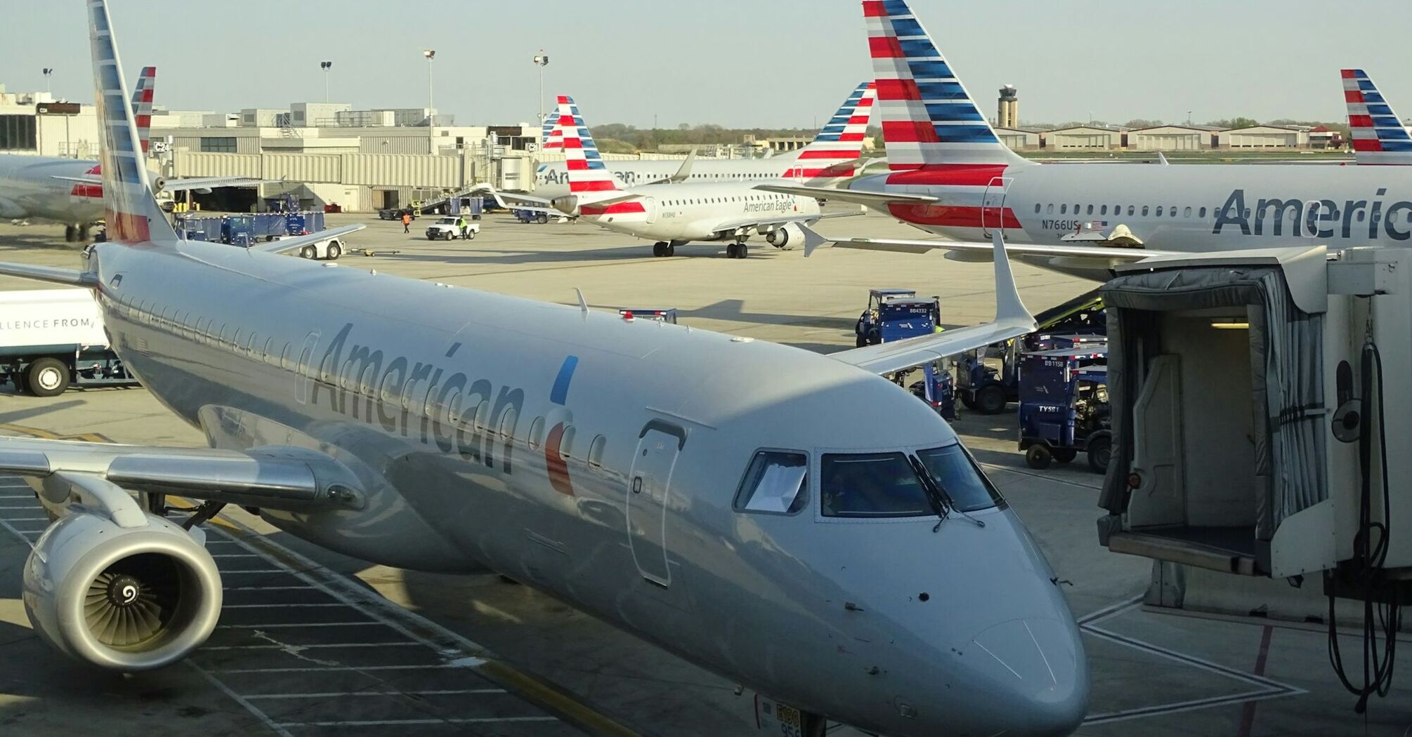American Airlines aircraft parked at an airport gate