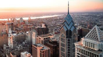 Aerial photo of Philadelphia buildings