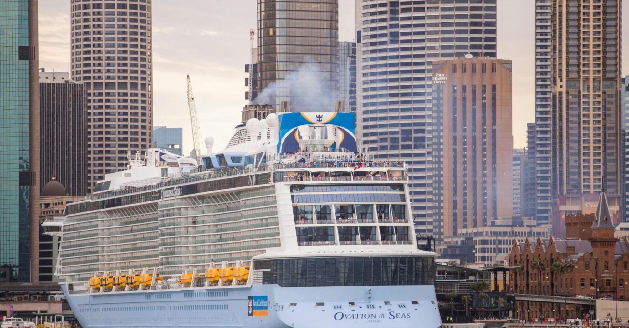 Cruise ship Royal Caribbean moored to the shore