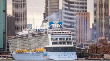 Cruise ship Royal Caribbean moored to the shore