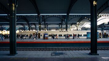 Railway platform filled with people