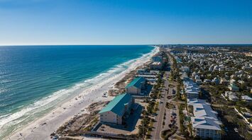 Aerial view of Destin, Florida coastline and beach