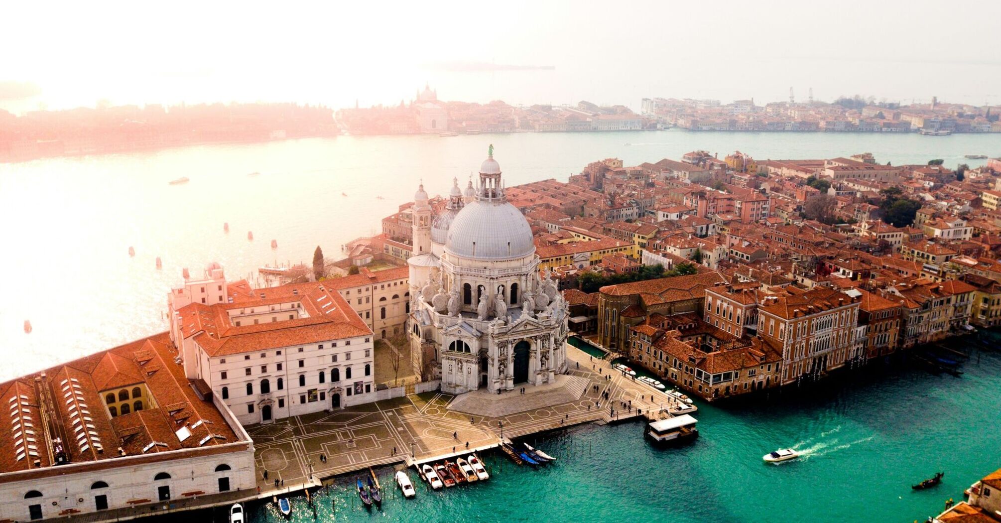 Aerial view of Venice with historical buildings and the Grand Canal
