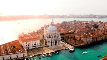 Aerial view of Venice with historical buildings and the Grand Canal