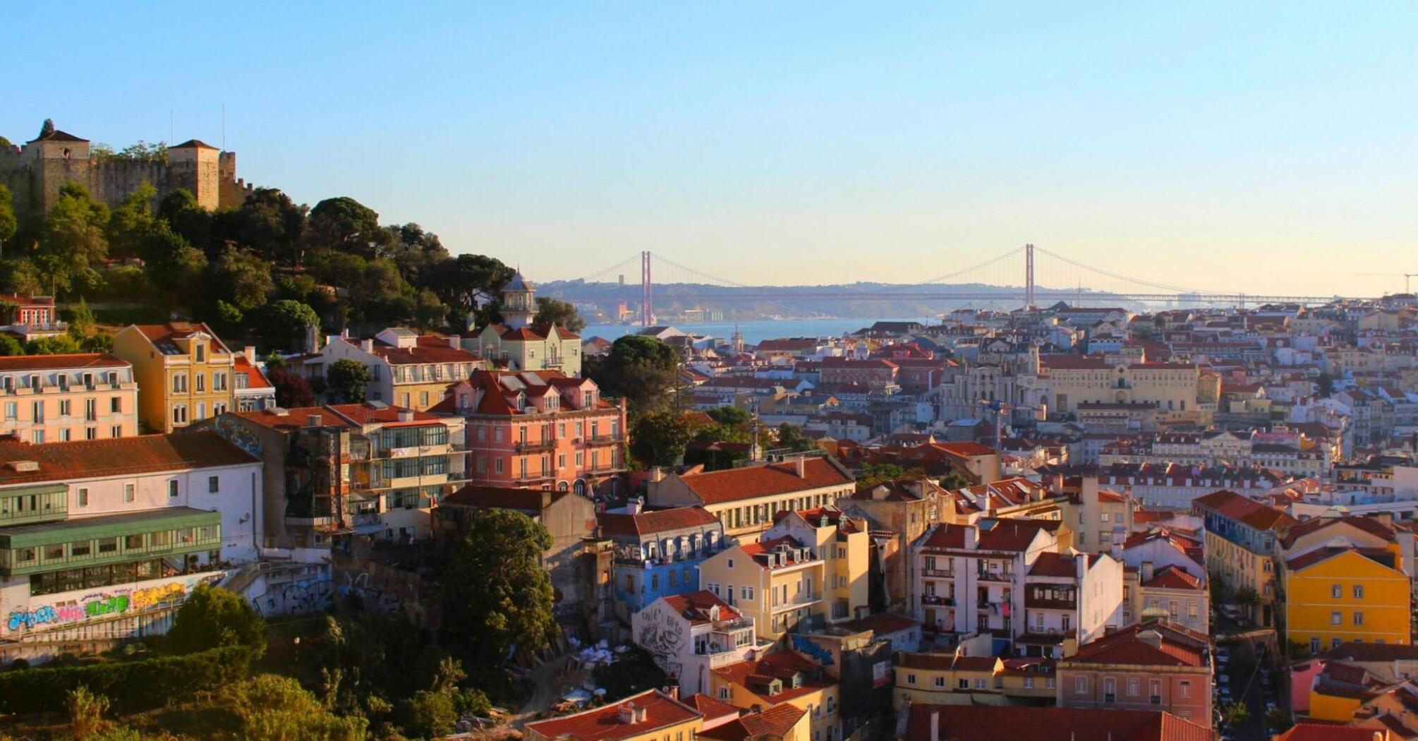 A aerial view of Lisbon city