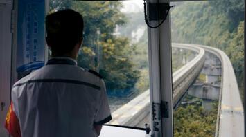 Teenager as a train conductor