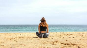 Woman on the beach in Europe