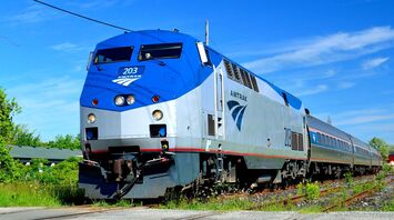 Amtrak train on a sunny day