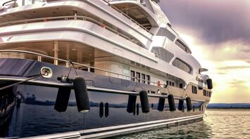 Modern yacht stands on the pier