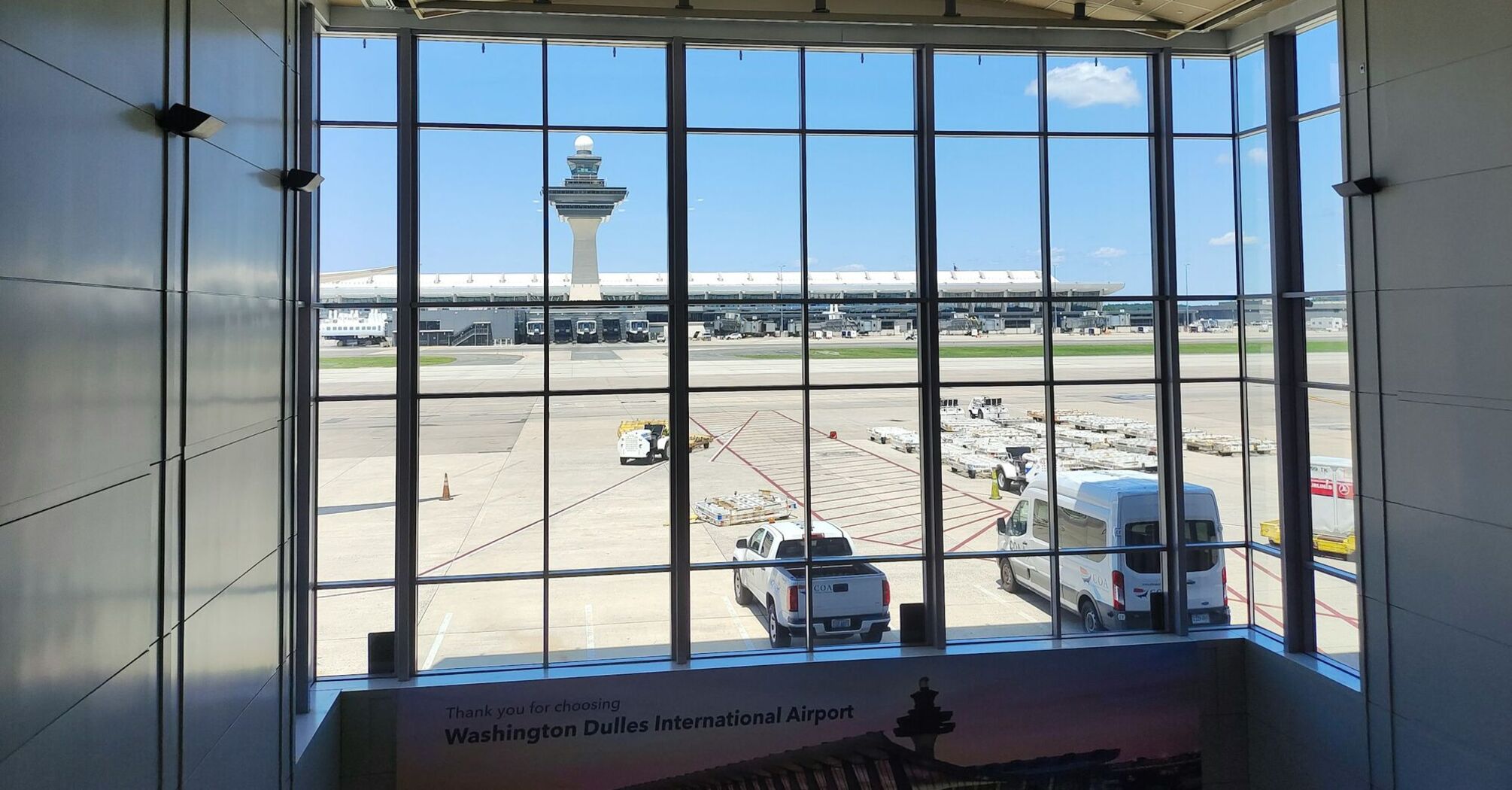 View of Washington Dulles International Airport from inside terminal
