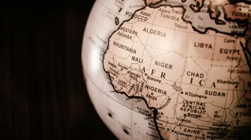 The African continent on the globe