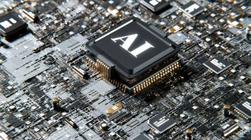 Close-up of a circuit board with AI chip