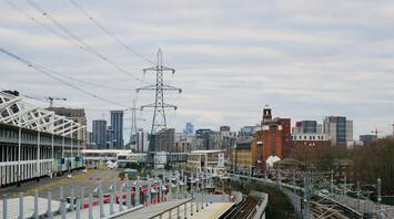 A rail lines leading to the city