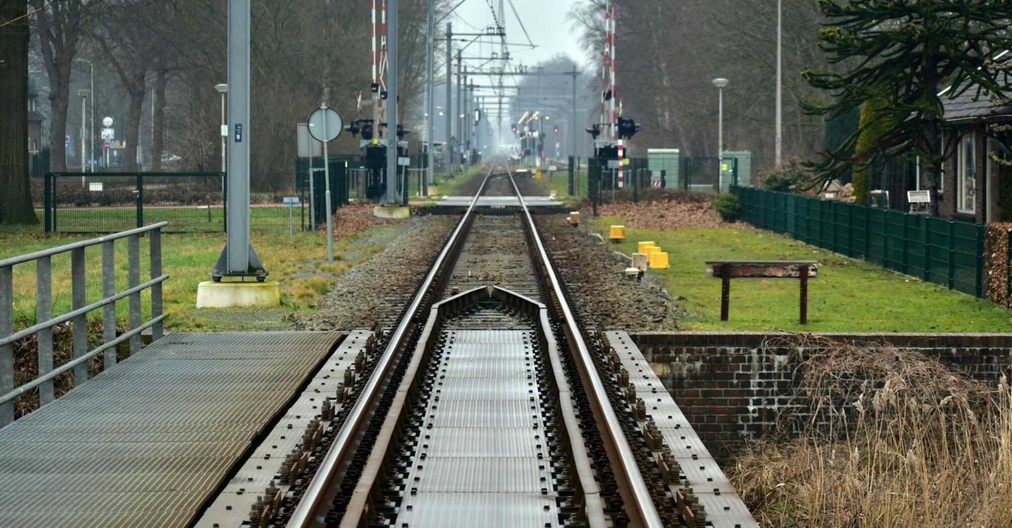 Railway tracks undergoing maintenance