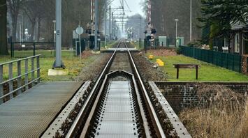 Railway tracks undergoing maintenance