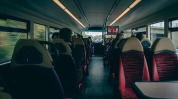 Interior view of a bus with passengers