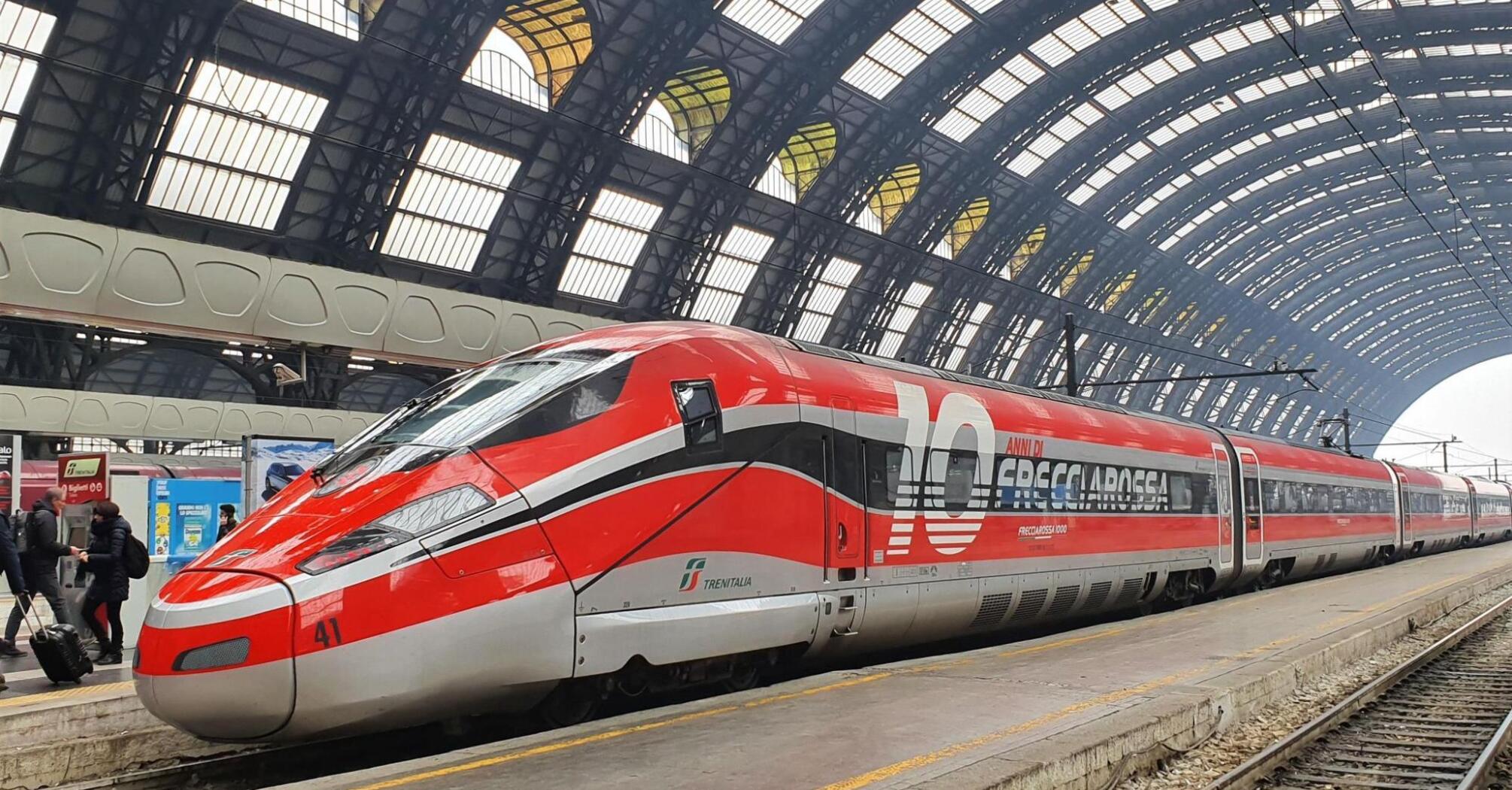 Trenitalia train on the railway station in Milan