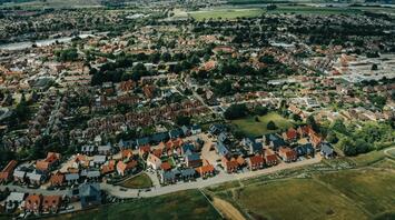 Aerial view of a suburban area of Oxfordshire