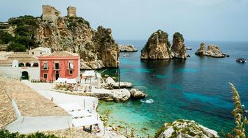 House on cliff in Scopello, Sicily