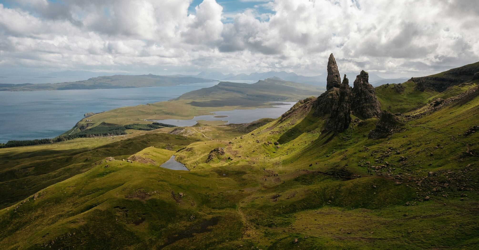 Looking out over the Old Man of Storr in Skye, Scotland