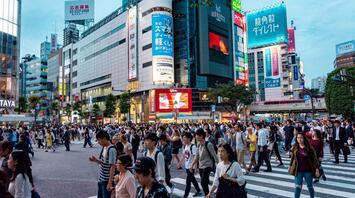 Noisy streets of Tokyo with a lot of people