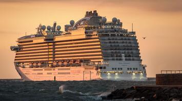 Huge cruise ship moored to the shore