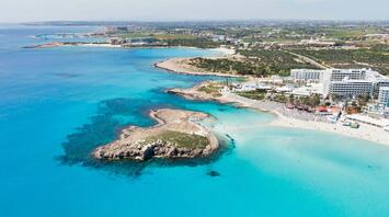 Aerial view of Nissi beach, Ayia Napa, Cyprus