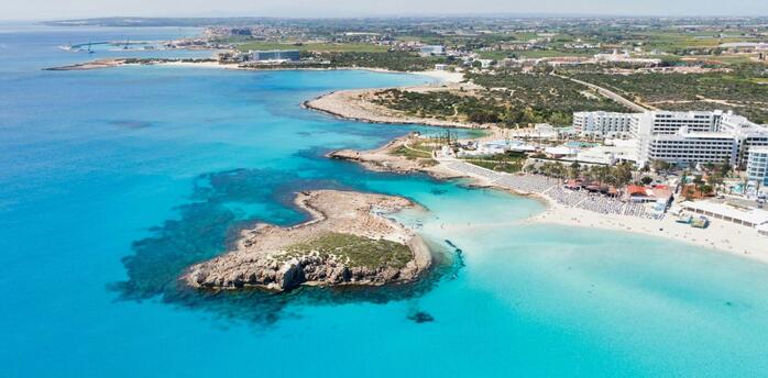 Aerial view of Nissi beach, Ayia Napa, Cyprus