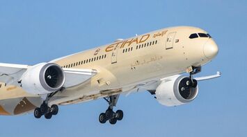 Etihad Airways plane flying in the sky