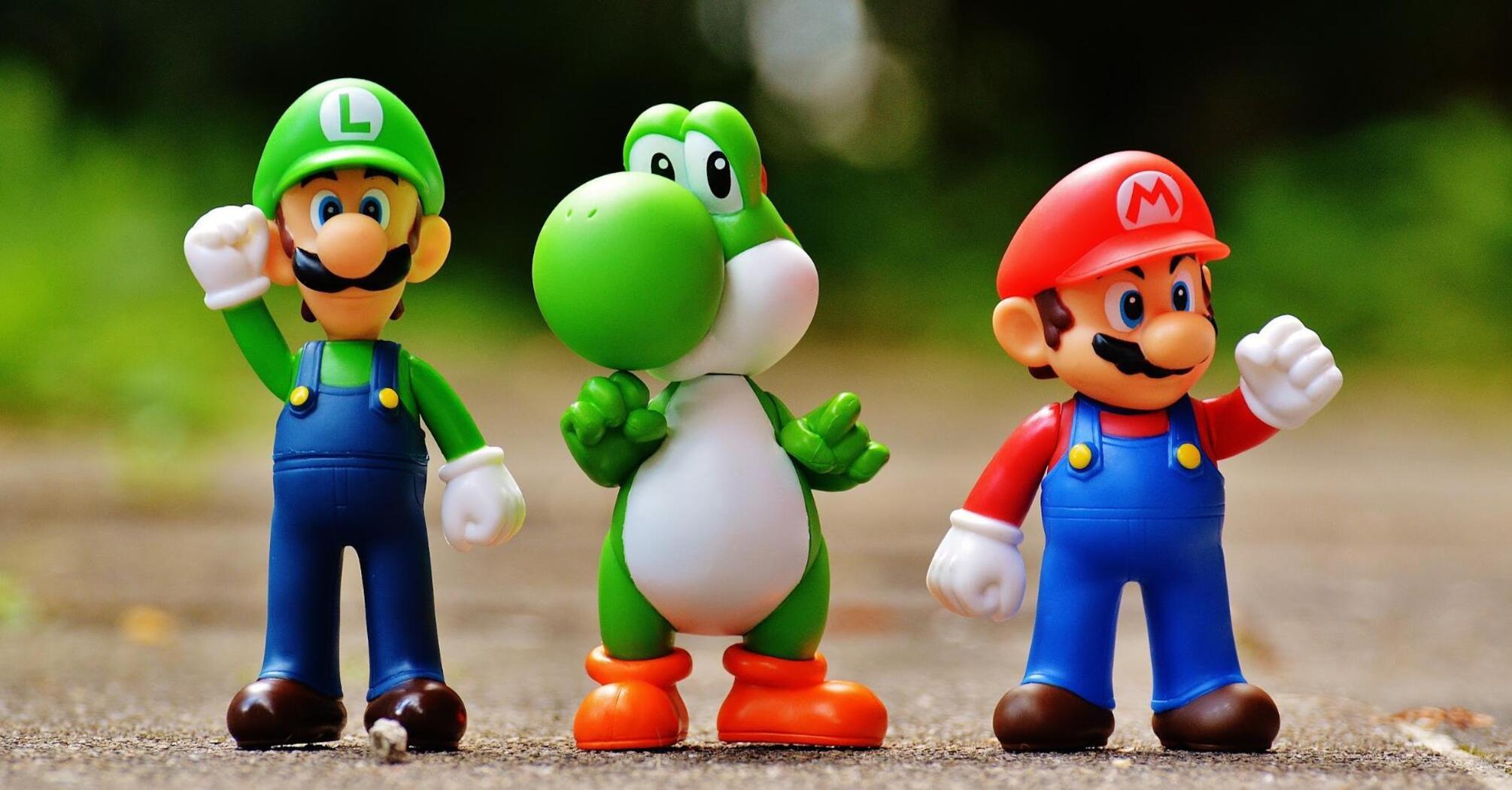 Three toys from the Mario game